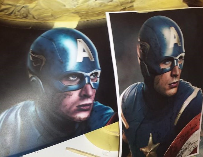 Airbrushed Painting of Captain America on a Jet Ski